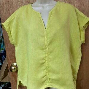 Tahari Light Yellow Linen Blouse